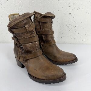 Freebird Women’s size 7 Apex Brown Distressed Leather Triple Buckle Boots